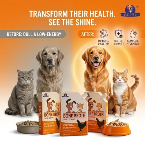 Image of Dr. Pets Pack of 3 (100ml Each) Chicken Bone Broth for Dogs & Cats | Liquid Meal Topper & Gravy | Supports Digestion, Hydration & Joint Health