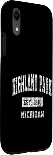Miniatura 3 de Highland Park Michigan MI Vintage Sports Established Design Case for iPhone XR