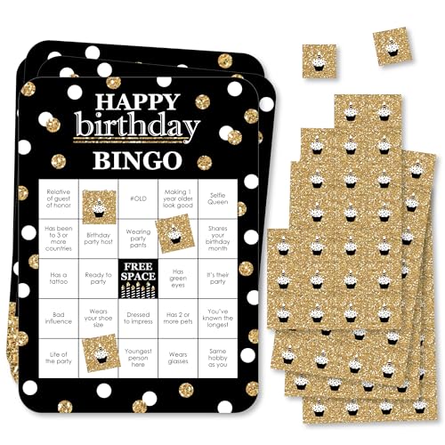 Find The Guest Bingo pour adulte jeu de cartes doré Big Dot of Happiness