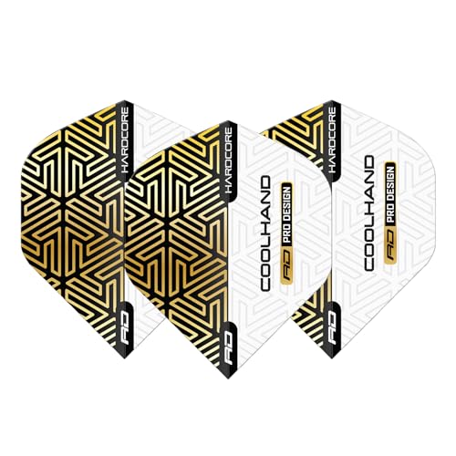 RED DRAGON Hardcore Premium Luke Humphries Gold and White Standard Dart Flights - 3 Sets Per Pack (9 Dart Flights in total) - Image 3