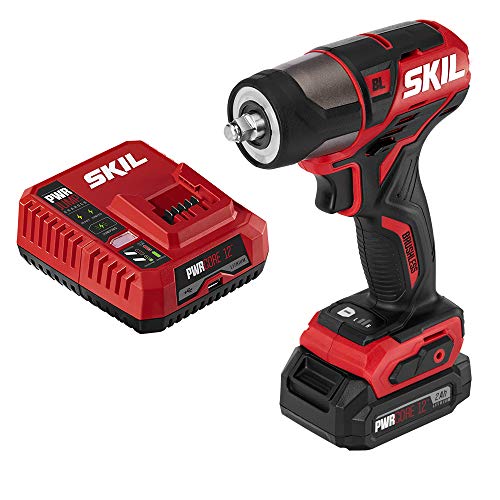SKIL PWR CORE 12 Brushless 12V 3/8 Inch Impact Wrench, Includes 2.0Ah Lithium Battery and PWR JUMP Charger - IW5744-10