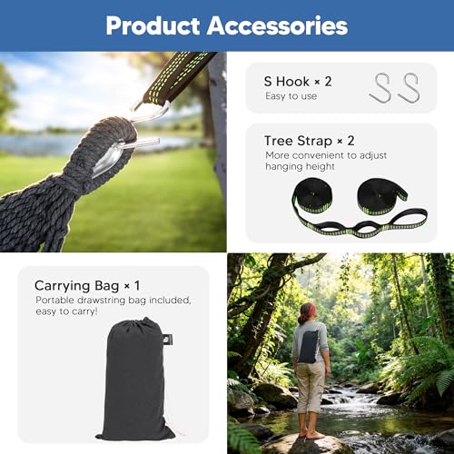 Image of SUNCREAT 2 Person Hammock Without Stand, Dark Gray