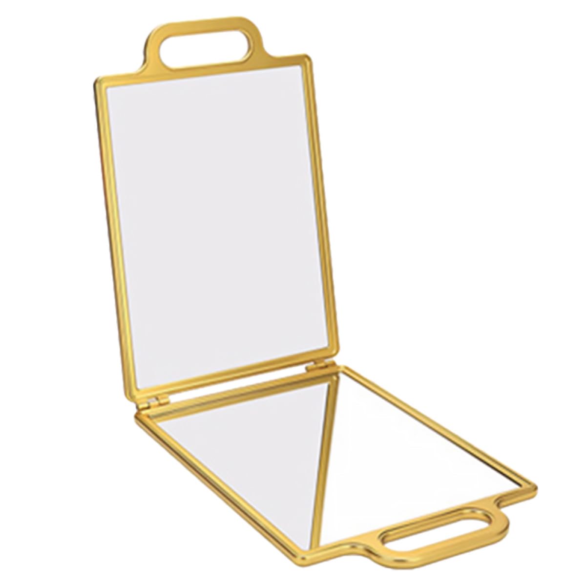 Specchio da Portatile Oro con Design Doppio Lato Pieghevole e Vetro, Specchio da Viaggio Compatto per Taglio Chioma e Styling Personale