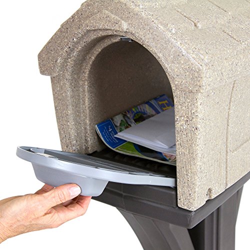 Simplay3 Classic Home Plastic Residential Mailbox & Post Mount Combo Kit With 2 Access Doors - Washed Stone/Espresso Brown, Made In Usa #TOP2