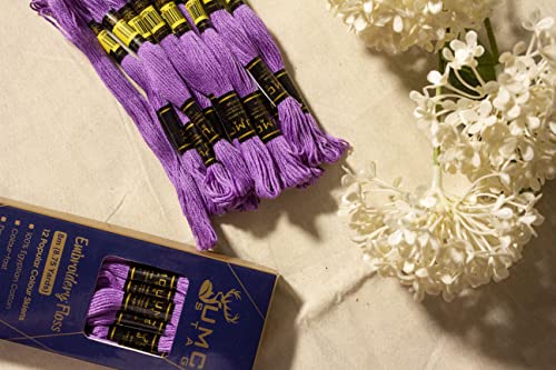 Image of 12 Pieces Violet 98 /3835 Premium Embroidery Thread Egyptian Cotton Skeins Cross Stitch Floss Oeko TEX Stranded Light Purple 98