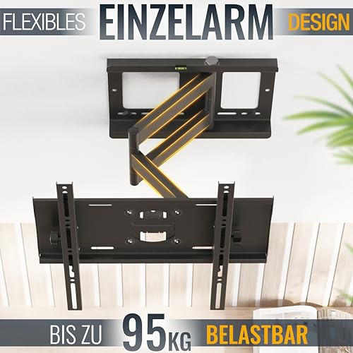 RICOO TV Wandhalterung Fernseher Halterung Schwenkarm mit Fischer-Dübel für 40-75 Zoll Bildschirm Flach OLED Fernsehhalterung für Wand R23-F Schwenkbar Neigbar Fernseh-Arm bis 95-Kg & VESA 400x400