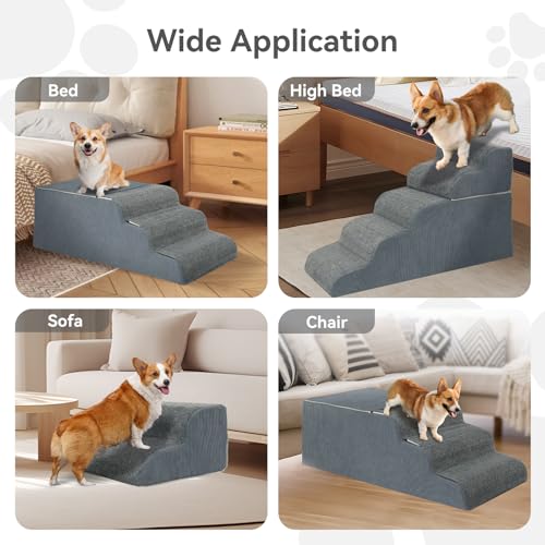 Image of ABORON 5-Step Dog Stairs for High Beds, 21.3 in Tall Pet Steps