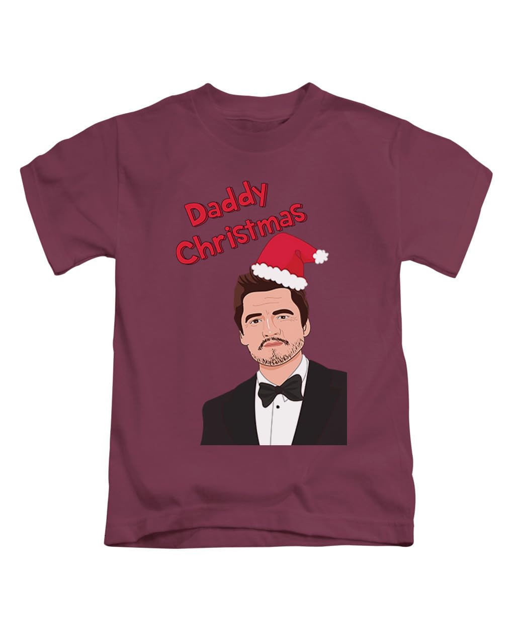 New Spirit Original Unisex Maroon Daddy Christmas, Pedro Pascal, Xmas Festive Winter Snow Novelty Meme Tee T-Shirt Funny T Shirt Top