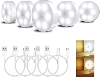 Motion Sensor Led Night Light Upgraded Version Cordless,Wall Lights,Stair Lights,Hallway Closet Light Stickanywhere,Safe Kitchen Bedroom Sensor Light Indoor Rechargeble(White Pack Of 5)