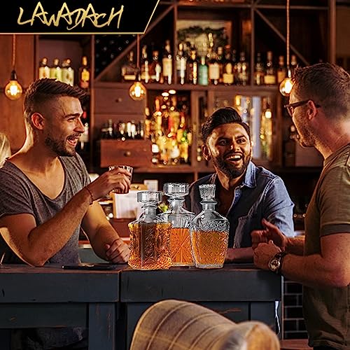 image for LAWADACH Liquor Decanters Whiskey Decanter Set of 3 Glass Alcohol Bott
