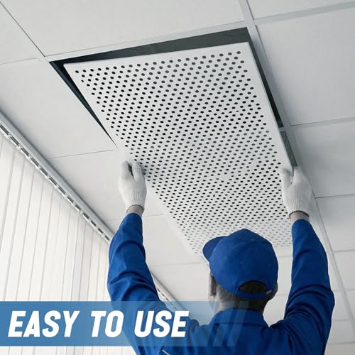 Image of DoubleFill 2 Pack 2' x 4' Plastic Perforated Tiles with 1 /2 inch Holes 24 inch x 48 inch White Drop Ceiling Tiles Plastic Ceiling Grid Covers