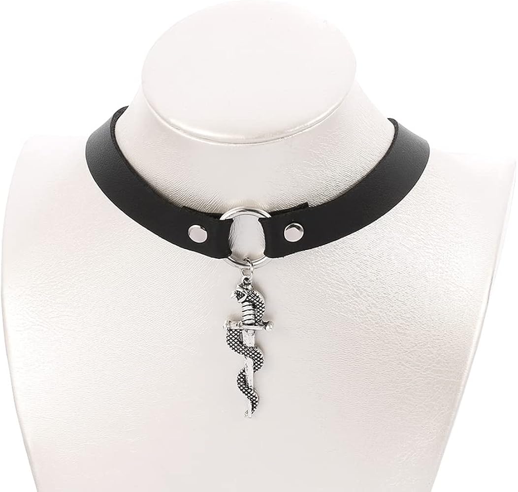 Amazon | Sttiafay パンク ブラック レザー チョーカー ネックレス