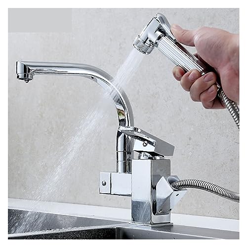 Robinet d'évier de cuisine extractible noir mitigeur douchette double mode chrome - 2