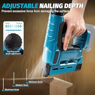 Cordless Brad Nailer Compatible with Makita 18V, 2 in 1 Electric Stapler Nailer with 1000 Nails and 1000 Staples, Nail Staple Gun for Carpentry Upholstery (Without Battery)