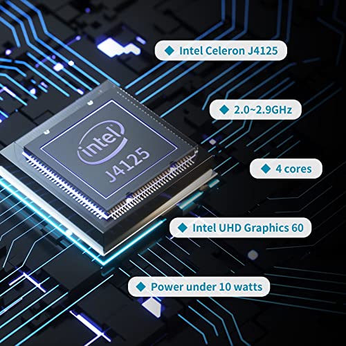 Higolepc Mini Pc Windows 11 Pro, Intel Celeron J4125 Mini Computer, 8Gb Ddr4 128Gb Emmc Mini Desktop Computer With Ips Screen,Small Pc Support 4K Hdmi Double Display, Wifi 6.0, Bt5.2, Gigabit Ethernet #TOP3