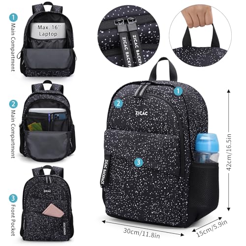 Image of Zicac Canvas Backpack, Classic Basic Daypack, Lightweight Casual Travel Daypack Satchel Backpack Unisex (Black)