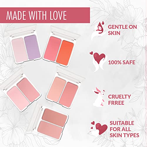 2An Cheek Tint Blush Palette Brush – 2-In-1 Long Lasting High Pigment Powder Blushes Duo In Slim Compact – Professional Quality Cruelty Free Korean Makeup & Beauty Products For Women & Girls (Brush+Lovely Pink) #TOP5