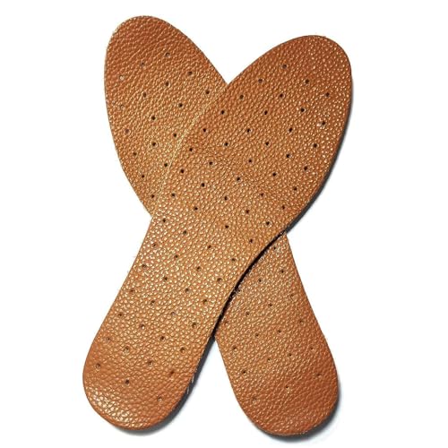 Image of Leather Insole Invisible Increase Insoles 1cm 1.5cm 2cm Height for Casual Sneaker Sport Shoes Men Women (Brown, 9# /10.8''-1cm Height)