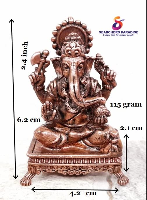 Image of Copper Idols, 2.4 inches, Copper Handmade Ganesh, 115 Grams, Patina Antique Finish, Pack of 1 Piece