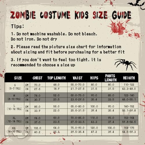 Jonrryin Zombie Costume Kids, Scary Halloween Skeleton Zombie Costume Set Kids Living Dead Zombie Costume With Chainsaw Toys thumb #1