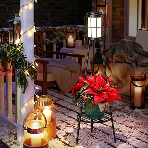 2 Pack Solar Lights Outdoor With Plant Stands, Solar Floor Lamp, Solar Powered Street Lights Metal Tripod Deck Lights For Garden Yard Pathway Driveway Porch #TOP7