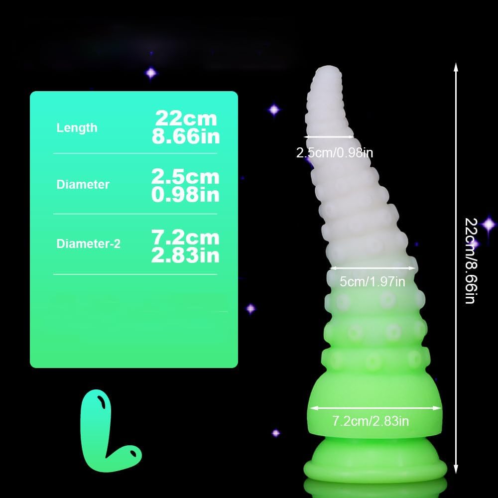 Colorful Octopus Luminous Butt Plug Anal Dildo Adult Sex Toy: Silicone Anal Dilator Female G Spot Dildo with Suction Cup (L)