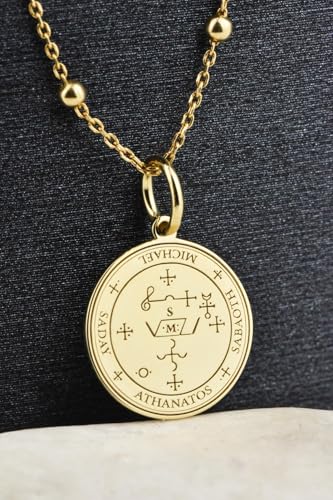 Collar de arcángel Miguel de plata 925 y oro con colgante amuleto de 24 mm 2