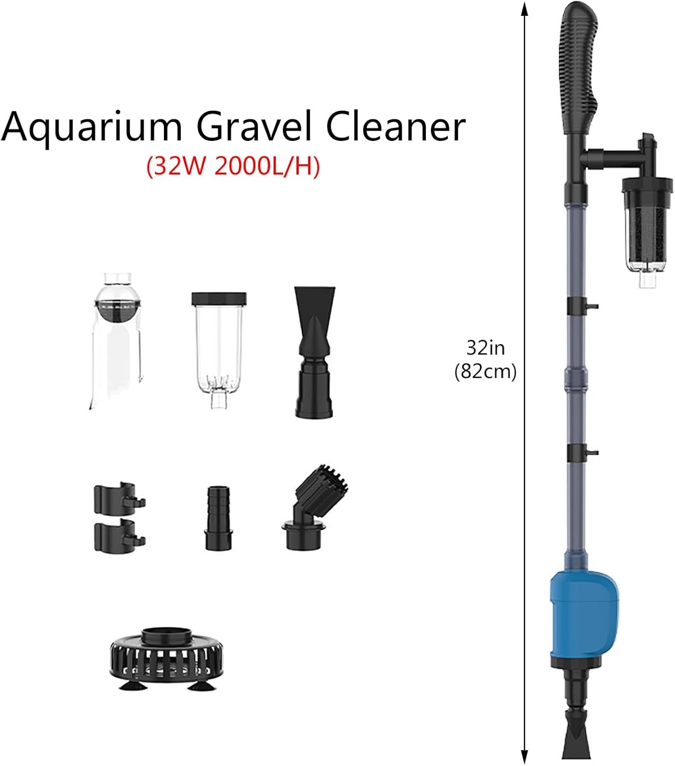 Electric Aquarium Gravel Cleaner, Powerful Fish Tank Cleaner with Siphon Pump, Vacuum Gravel Cleaning Tools for Water & Fish Tank