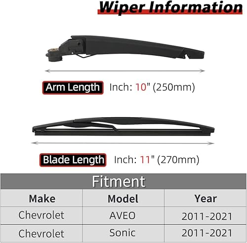 Miniatura 2 de OTUAYAUTO Repuesto para Chevrolet Sonic AVEO 2011-2021 Juego de limpiaparabrisas trasero - Estilo OEM de fábrica 95016790