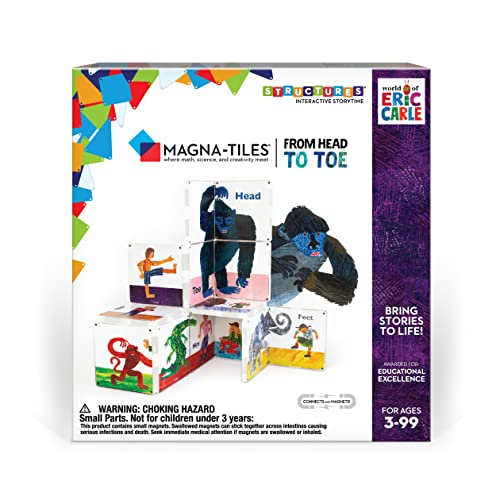 Image of CreateOn Magna-Tiles from Head to Toe Eric Carle (The Very Hungry Caterpillar) Set, Eric Carle Books for Kids’ Building Toys, Educational Magnetic Tiles Toys for Ages 3+, 16 Pieces