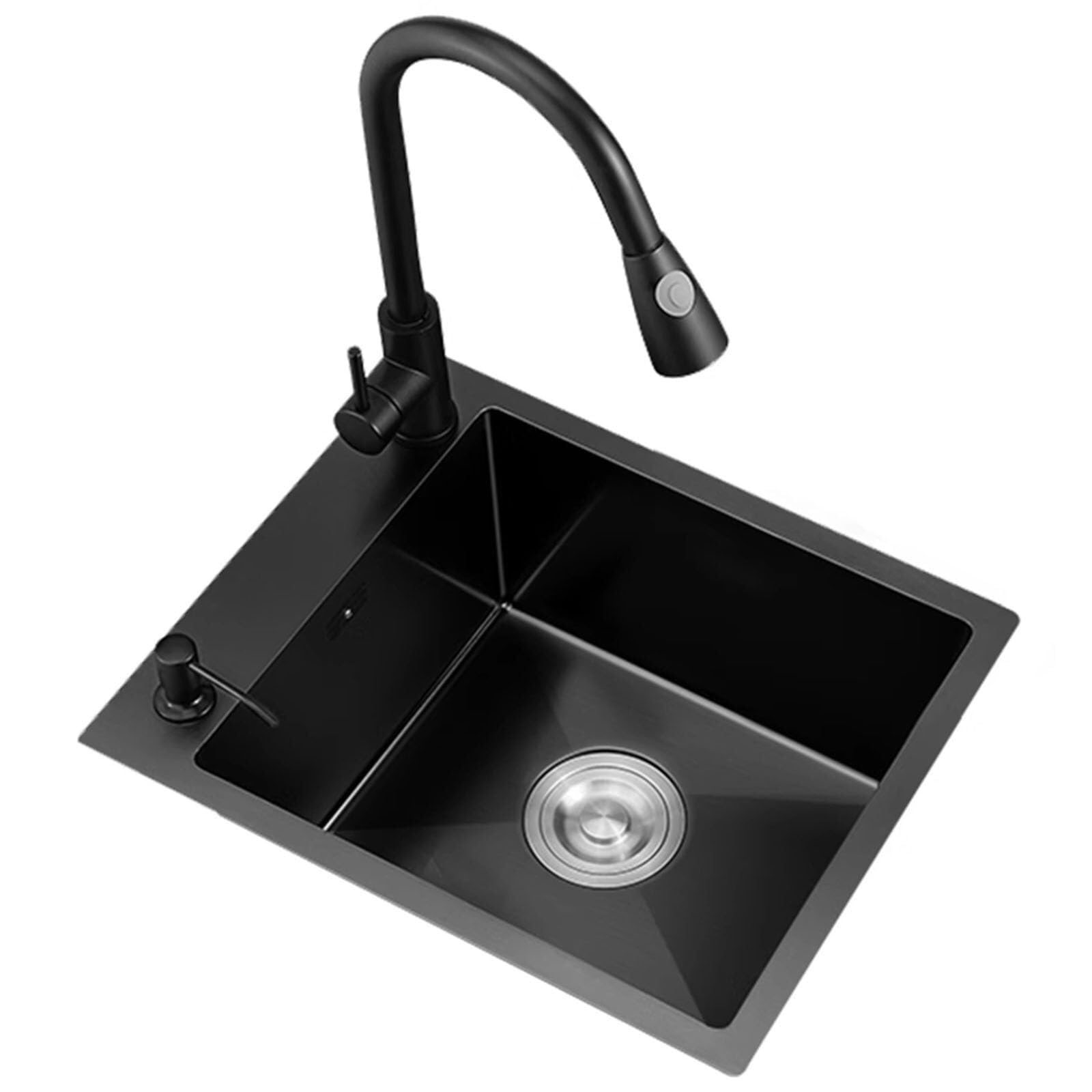 Évier de cuisine simple inox avec douchette pour balcon et petit espace