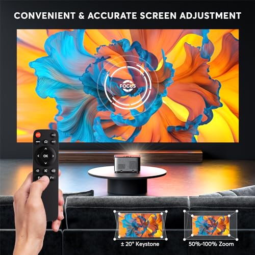 Panseba AK-68 [2S Focus With Remote] Panseba 4K Projector, Native 1080P Bluetooth Projector, Portable Outdoor Movie Projector, Mini Projector thumb #2