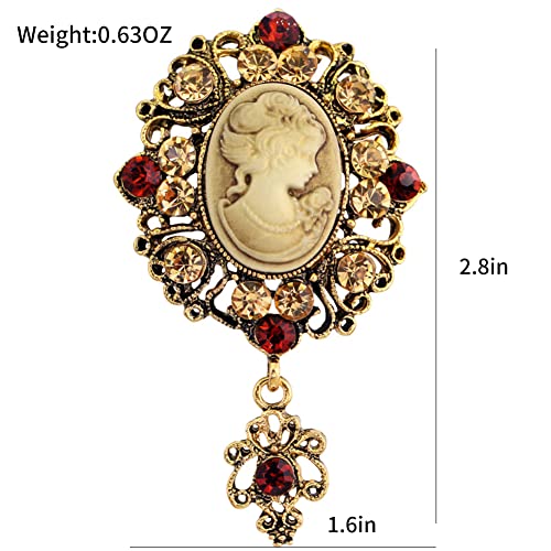 Image of lureme Vintage Elegant Victorian Lady Beauty Cameo with Crystal Brooch Pin (br000017)
