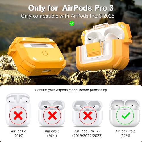 Image of RFUNGUANGO AirPods Pro 3 Case MagSafe Magnetic Automatic Lock, Yellow