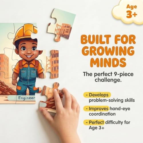 Image of 11 Strokes 6 in 1 Occupation Jigsaw Puzzle for Kids Age 3+ | 54 Pieces | Doctor Farmer Pilot Teacher Police Chef | Premium MDF | Career Learning Toy