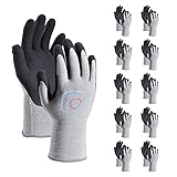 Diseño elástico y ágil: forro de punto sin costuras y puños elásticos de guantes de jardinería de seguridad para un peso ligero y ajuste a la forma de la mano para una gran destreza y comodidad. Revestimiento de látex arenoso extra en la palma para una mejor destreza, resistencia a la abrasión y agarre. La parte trasera de malla transpirable 3D de las palmas duraderas mantiene tus manos frescas y cómodas.