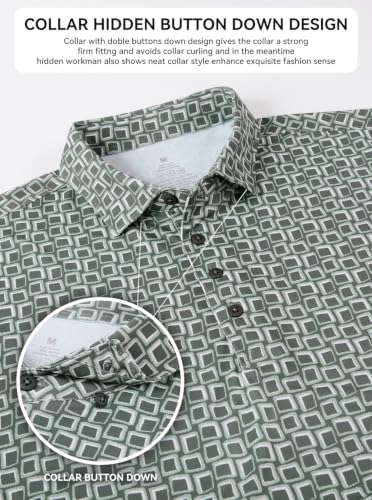 Image of Alex Vando Mens Golf Shirts Short Sleeve Breeze Quick-Dry Print Polo Shirt