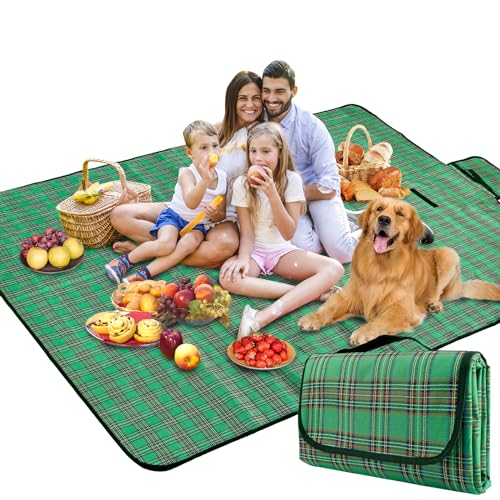 Manta de Viaje para Pícnic con Base Impermeable 150 x 200 cm Manta de Picnic Camping Grande Esterilla Playa y Plegable Portátil para Playa, Parque, Barbacoa, Pícnic, Senderismo, Viajes (Verde)