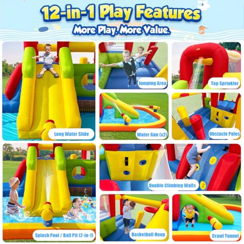Großer 12-in-1-Wasserpark mit langer Rutsche – Bild 6