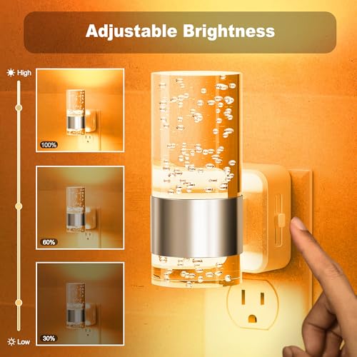 Image of JandCase Night Light, Automatic Night Lights Plug into Wall, Dimmable LED Night Light with Adjustable Brightness, Night Lights Plug in with Auto Light Sensor, Amber for Bathroom Hallway Decor