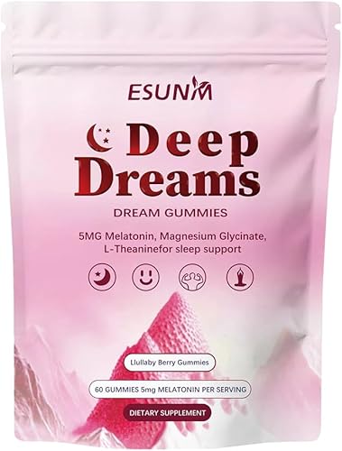 Deep Dream - Gomitas para dormir con 5 mg de melatonina, magnesio, glicinato, L-teanina para apoyo al sueño, suplemento para dormir que no forma