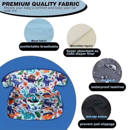 Image of Piddle Pads, Multi-use and Leak Free Lines for Baby Stroller, High Chair & Car Seat, Waterproof Toilet Training Seat Covers for Toddles (Blue Dinosaur, 1 Pack)