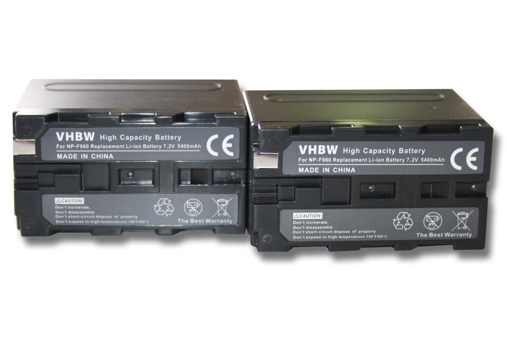 vhbw 2X Batteries Compatible avec Sony HVR-HD1000E, HVR-Z1E, HXR-NX5E, MVC-FD100, MVC-FD200, MVC-FD5 caméra vidéo caméscope (6000mAh, 7,2V, Li-ION)