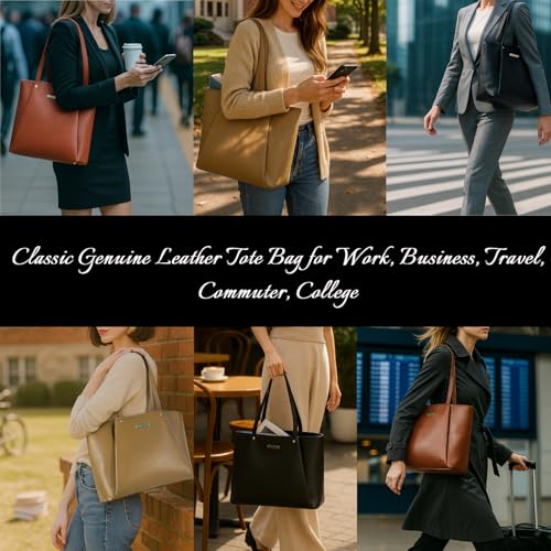 Blofinche Genuine Leather Tote Bag for Women,15.6 Inch Laptop Bag, Large Work Purse for Office Travel Commuter2