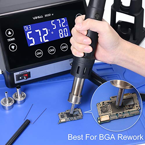 Image of YIHUA 993DM Touch-Screen Rework Station, Powerful 1000W with 3 Memories, Variable Precise Temperature (212F to 932F), Cool /Hot Air and more