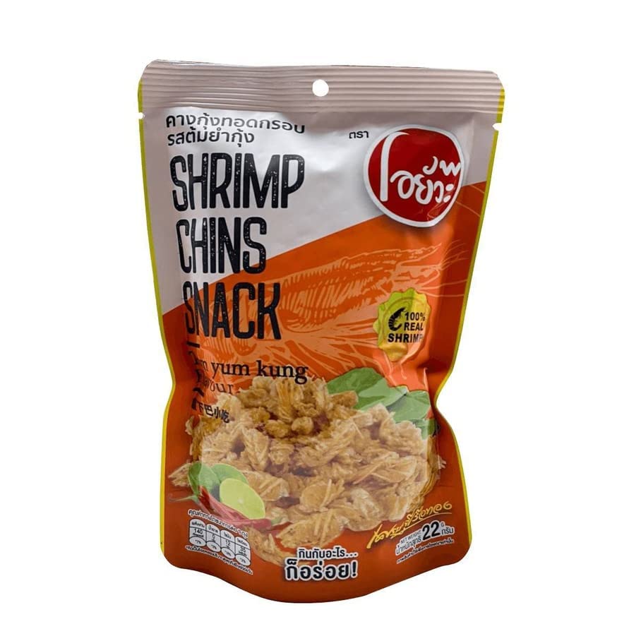 Oyua Brand, Shrimp Chins Snack Tom Yum Kung Flavour 22g X 4 Packs