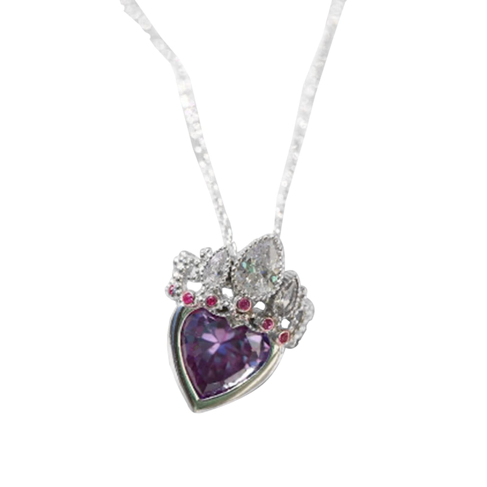 QUEENYARD Collar con colgante de corona de corazón, gargantillas, joyería, material de aleación, accesorios de fiesta, regalo para novias y adolescentes, 45cm, Metal, Diamantes de imitación