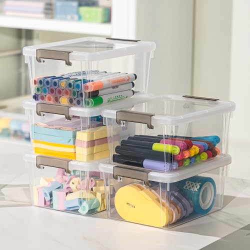 Image of 8Packs 3.2Qt Small Clear Storage Bins with Lids, Plastic