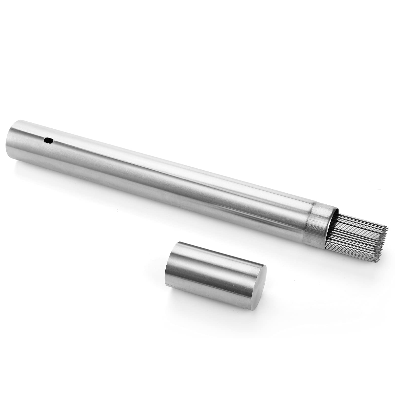 ZEAYEA 200 pinchos de barbacoa, pinchos de acero inoxidable de 34 cm para barbacoa con tubo de almacenamiento portátil para asar a la parrilla, carne de camarón, pollo y verduras al aire libre
