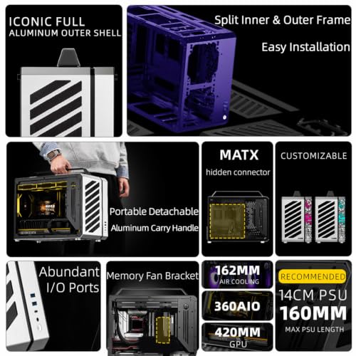 Carcasa MATX ITX Mechanic Master C30pro de aluminio con panel lateral de cristal en negro 2